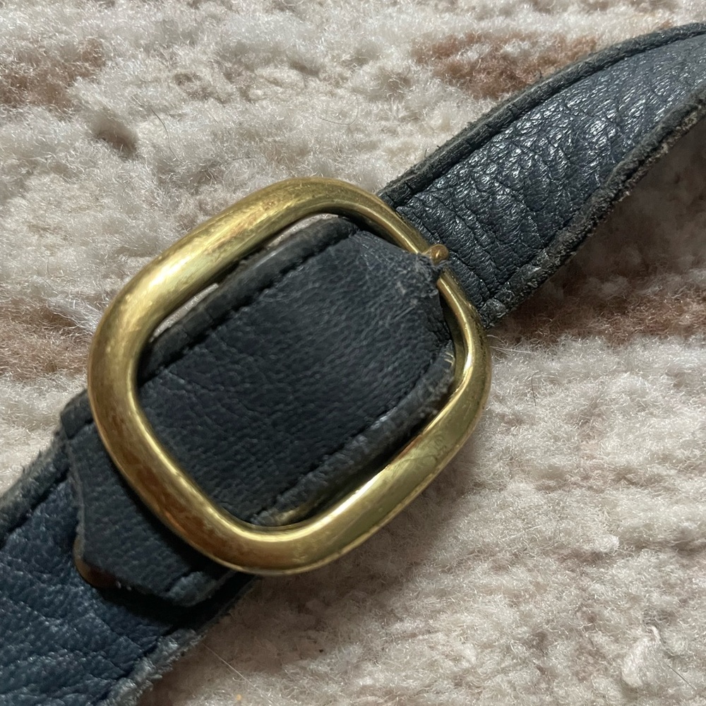 VTG Down Home Leather Deep Blue 100% Leather Shoulder Crossbody Bag Camera Style - Picture 11 of 12